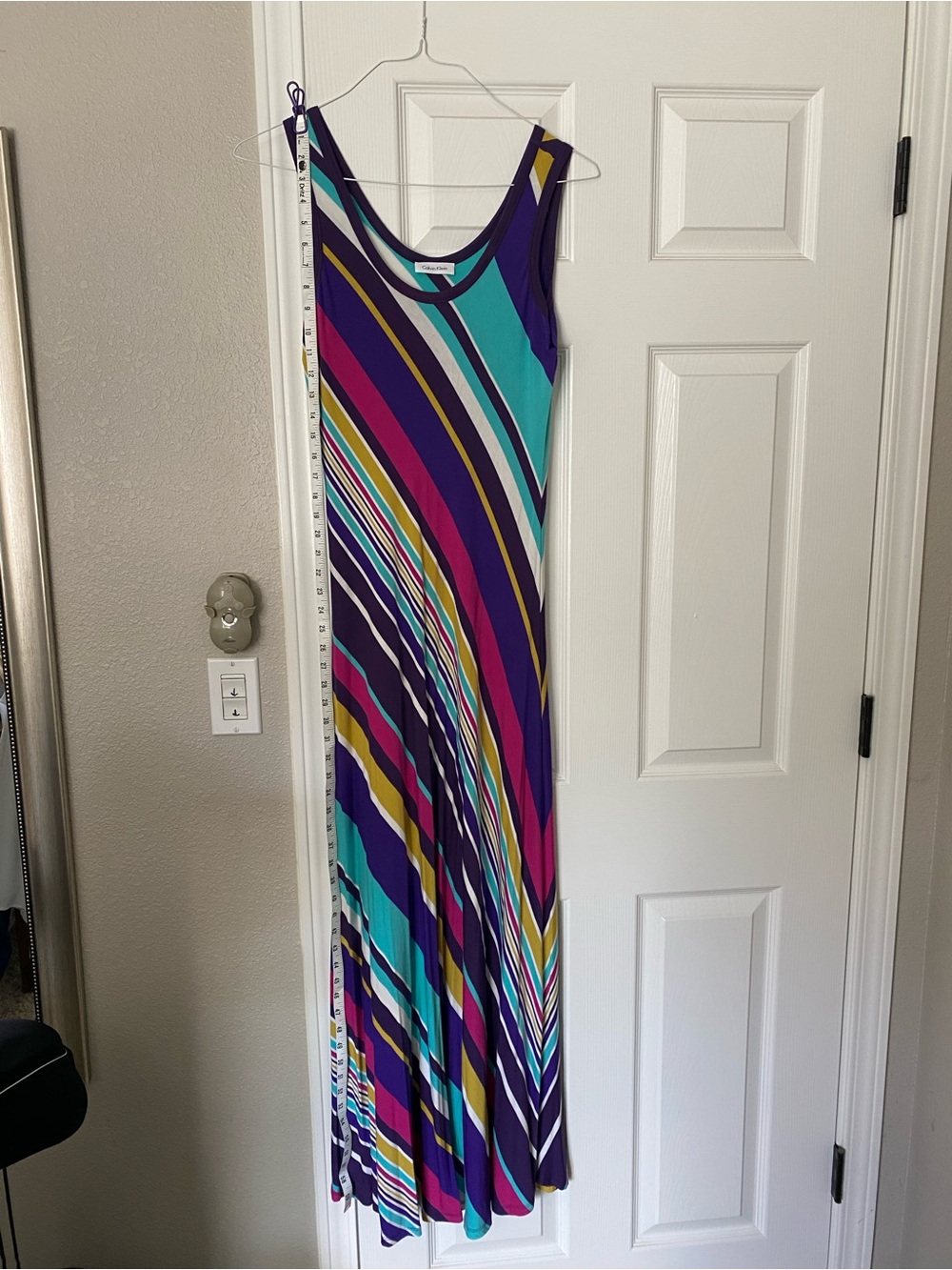 Sleeveless Striped Maxi Dress - Purple & Teal